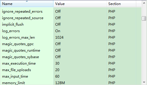PHP配置表格